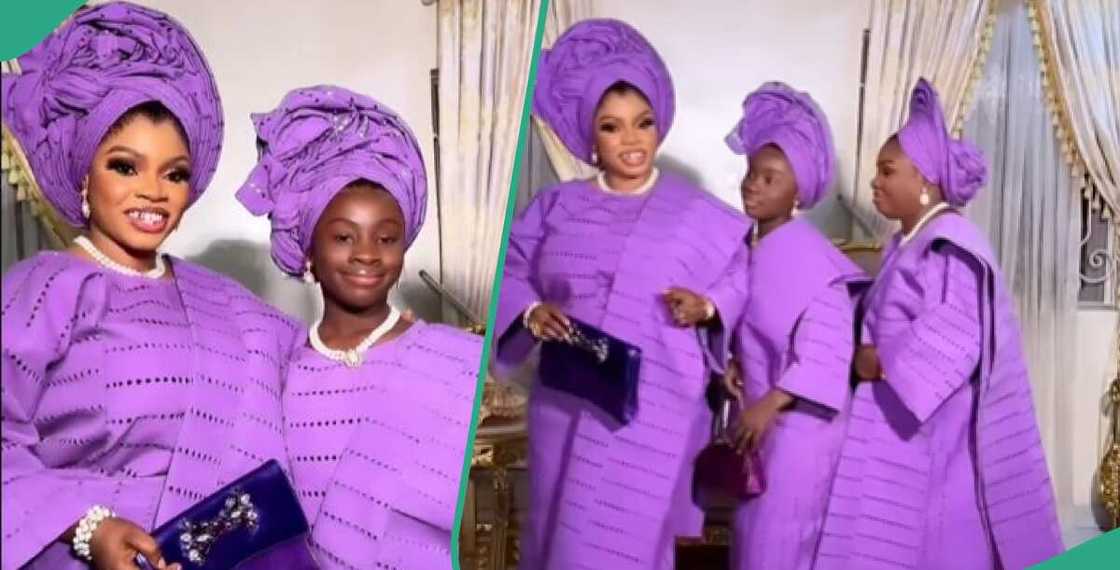 Young girl, her mum, and her grandma rock purple outfits Young girl, her mum, and her grandma rock purple outfits
