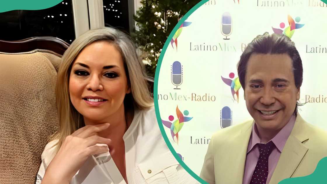 Virginia Almendarez, leaning on a sofa (L). Renan Almendarez poses at the Latino Mex Radio (R) Virginia Almendarez, leaning on a sofa (L). Renan Almendarez poses at the Latino Mex Radio (R)