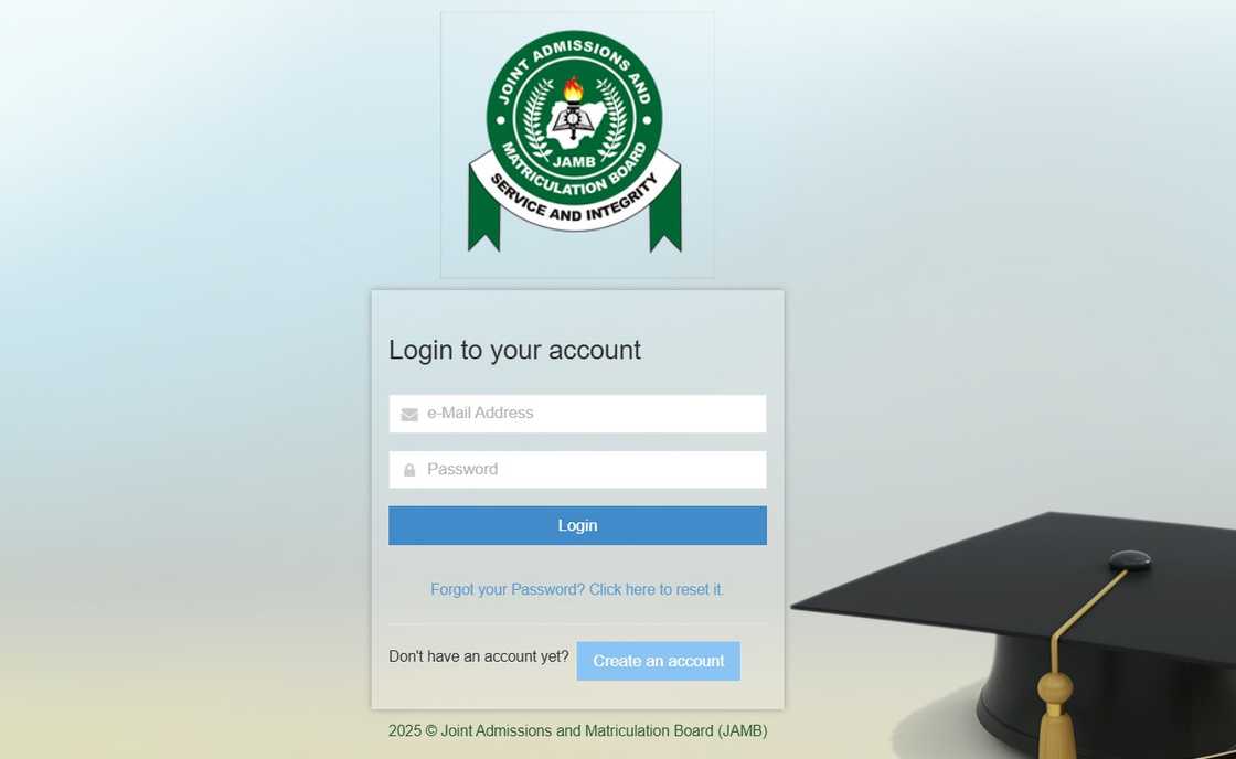 Screenshot of JAMB CAPS portal Screenshot of JAMB CAPS portal