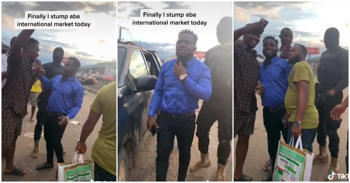 Comedia Sabinus lookalike, Sabinus lookalike steps out with security, Aba international market