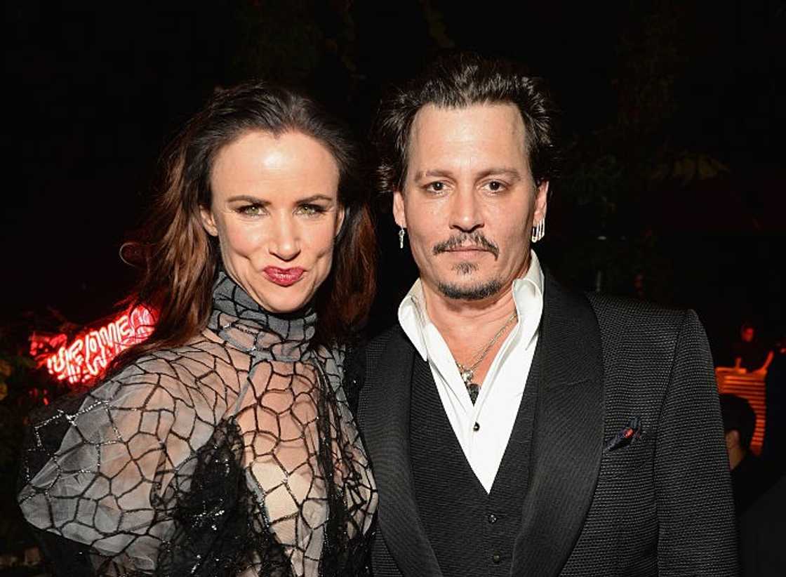 Juliette Lewis (L) and Johnny Depp attend an event in California