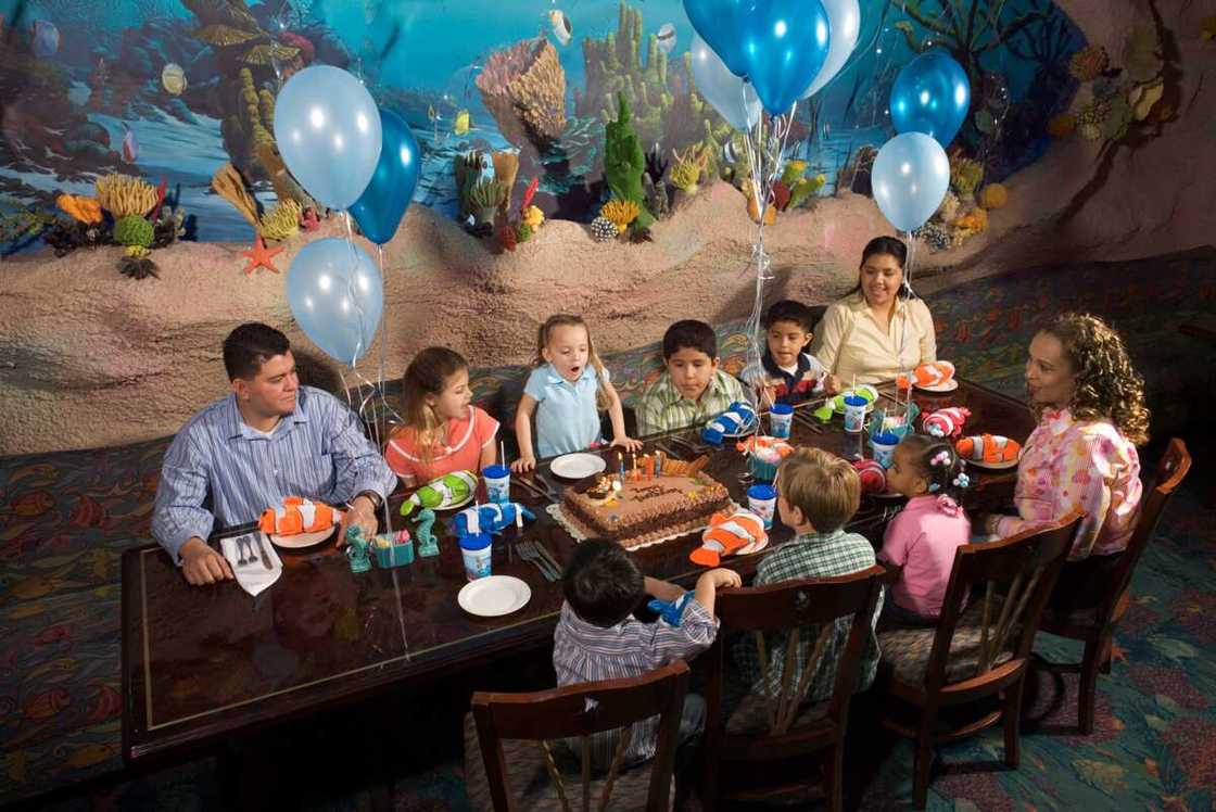 A birthday party at public aquarium