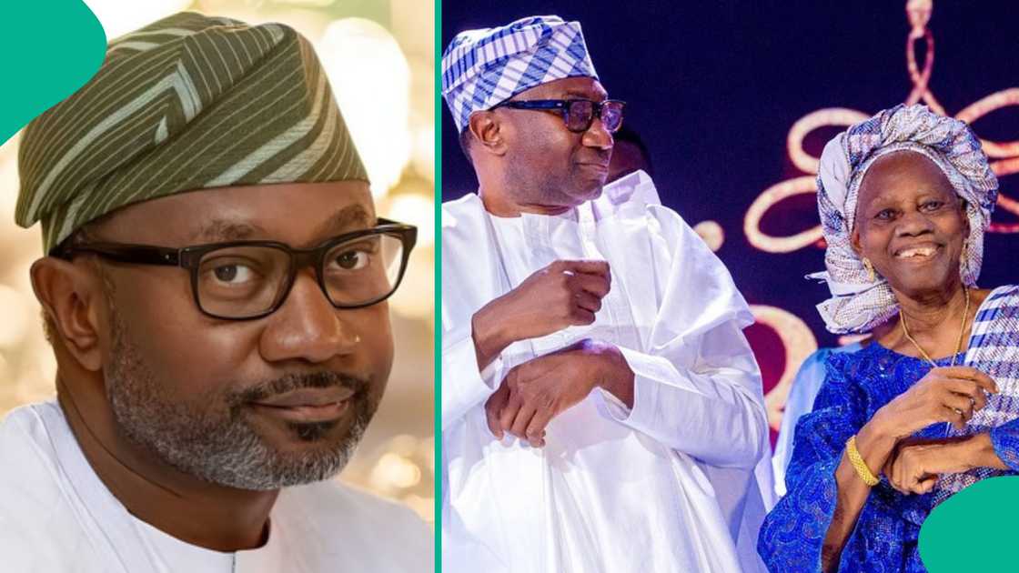 Billionaire Femi Otedola visits his mother in Epe, Lagos state.