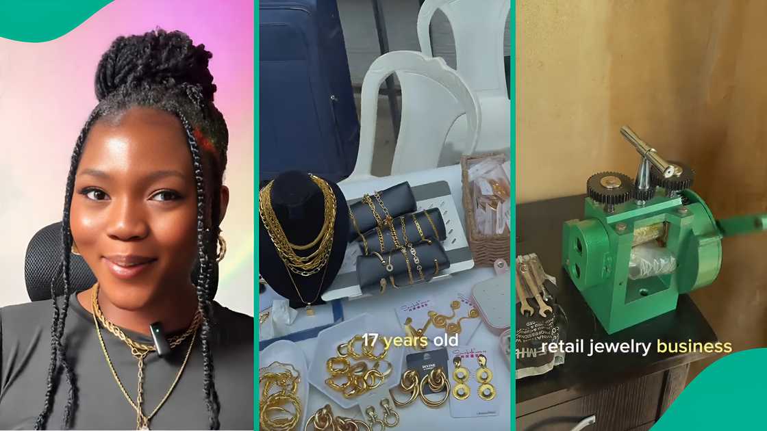 Nigerian lady spends her savings on tools to start jewelry business.