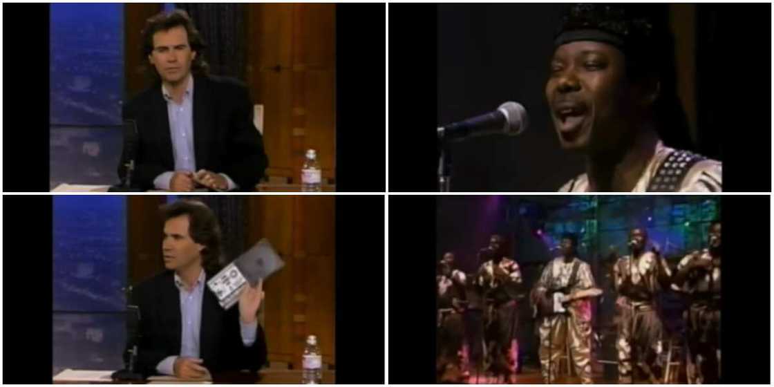 King Sunny Ade on the Dennis Miller Show in 1992. King Sunny Ade on the Dennis Miller Show in 1992.