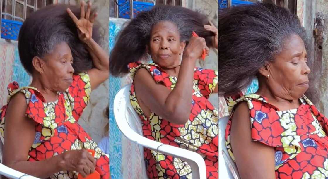 Photos of woman combing her thick hair. Photos of woman combing her thick hair.