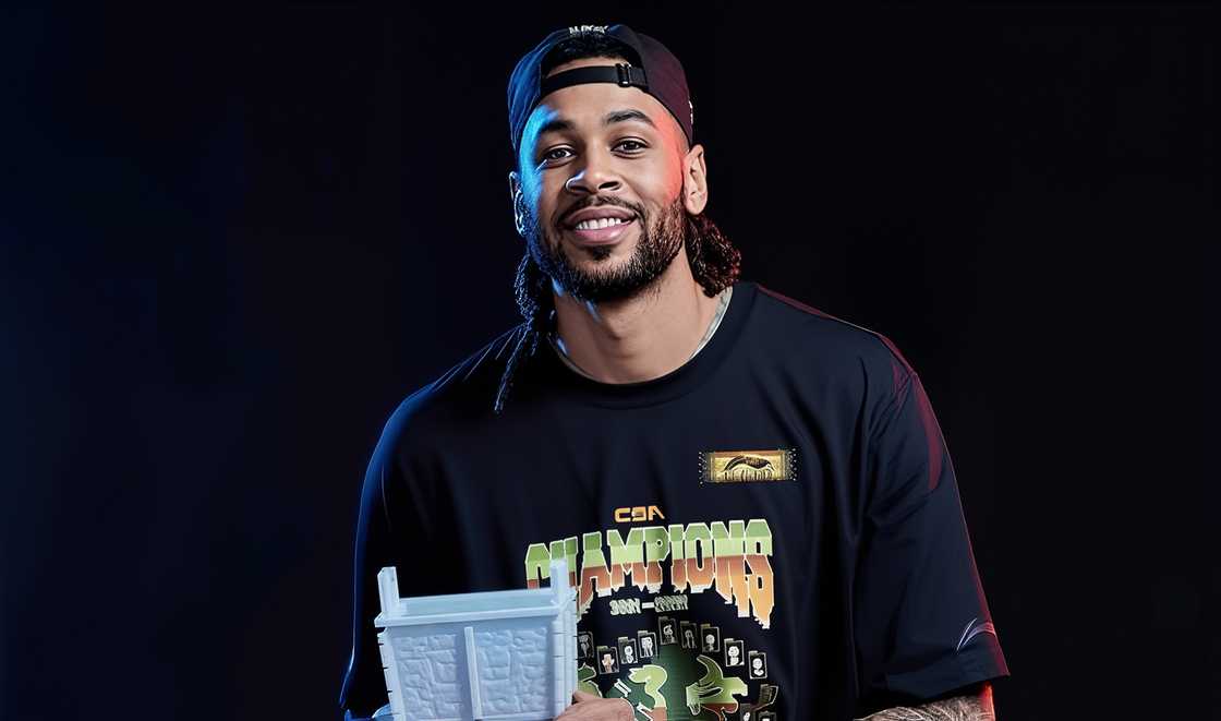 Eric Moreland smiles as he holds the Chinese Basketball Association championship trophy Eric Moreland smiles as he holds the Chinese Basketball Association championship trophy
