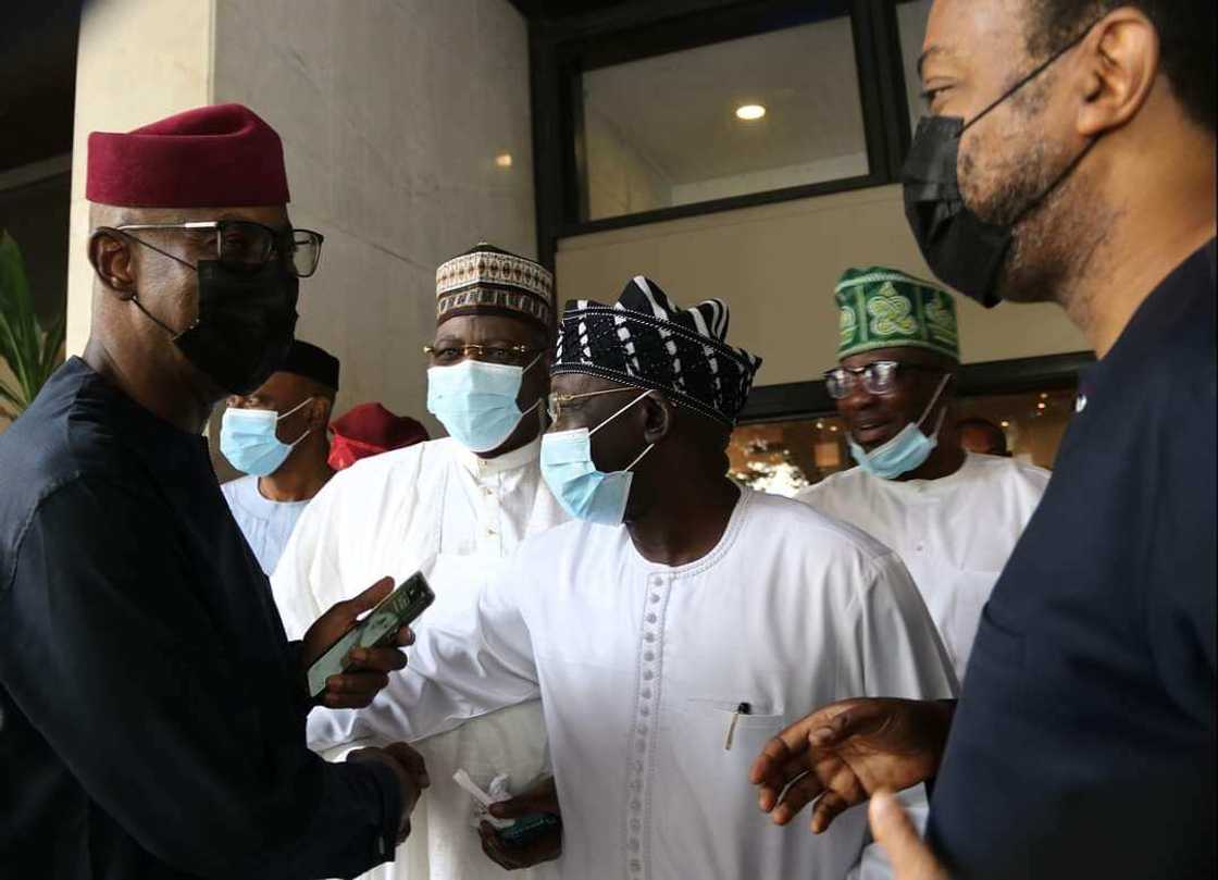 Iyorchia Ayu: PDP National Chairman, Peter Obi, Other Former Governors Storm Obasanjo’s Residence Iyorchia Ayu: PDP National Chairman, Peter Obi, Other Former Governors Storm Obasanjo’s Residence