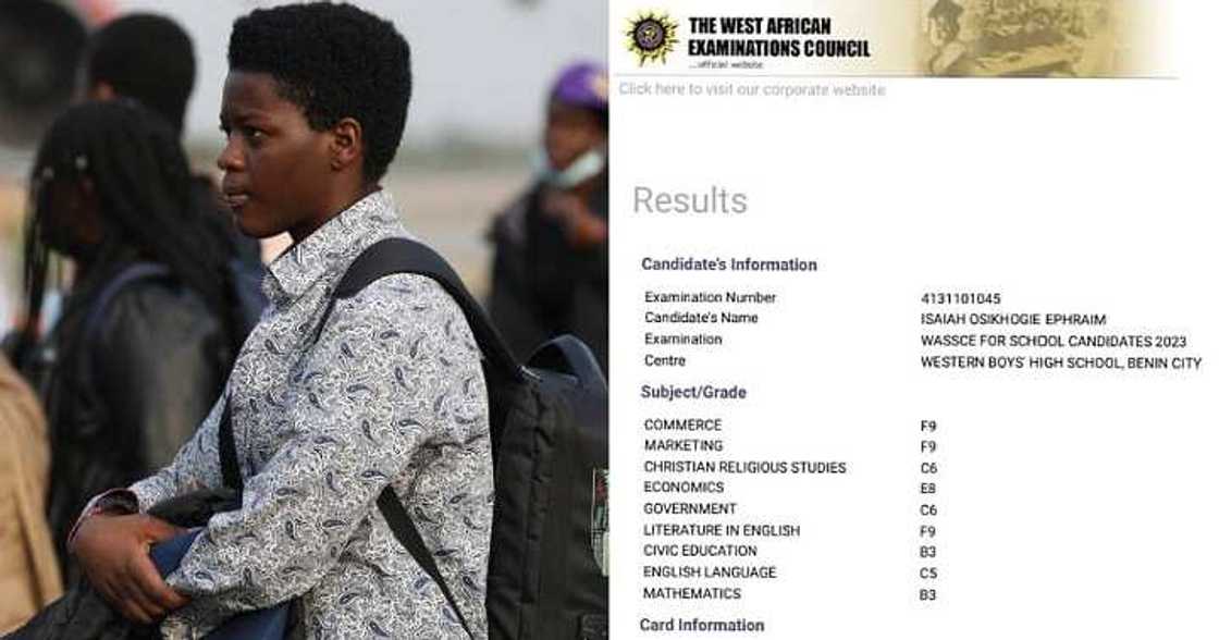 Boy gets 3 F9s in WAEC, seeks help Boy gets 3 F9s in WAEC, seeks help