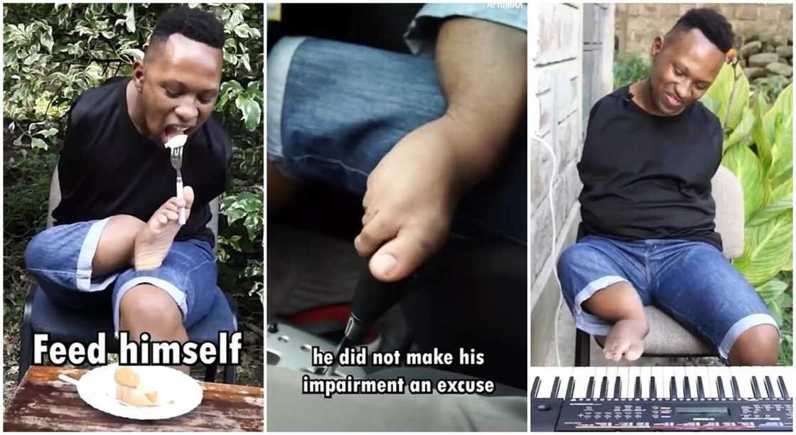 Photos of Sammy Brayo, a Kenyan man who can do many things despite his disability. Photos of Sammy Brayo, a Kenyan man who can do many things despite his disability.