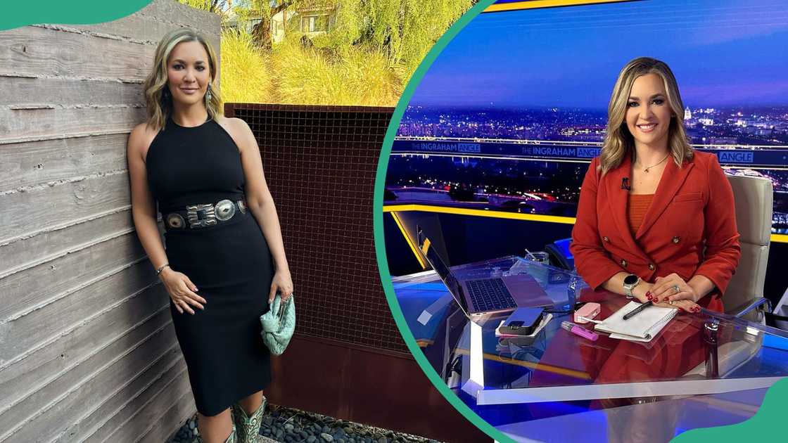 Katie Pavlich in a black sleeveless dress and in a maroon suit at work Katie Pavlich in a black sleeveless dress and in a maroon suit at work