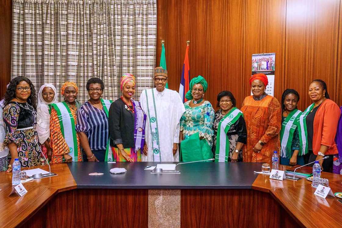 Buhari receives president of international women organisation Buhari receives president of international women organisation