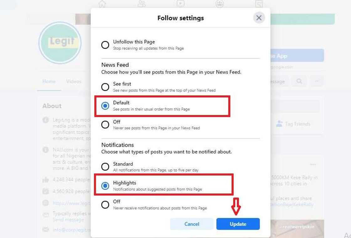 New Facebook algorithm: How to see Legit.ng's posts on your timeline now New Facebook algorithm: How to see Legit.ng's posts on your timeline now