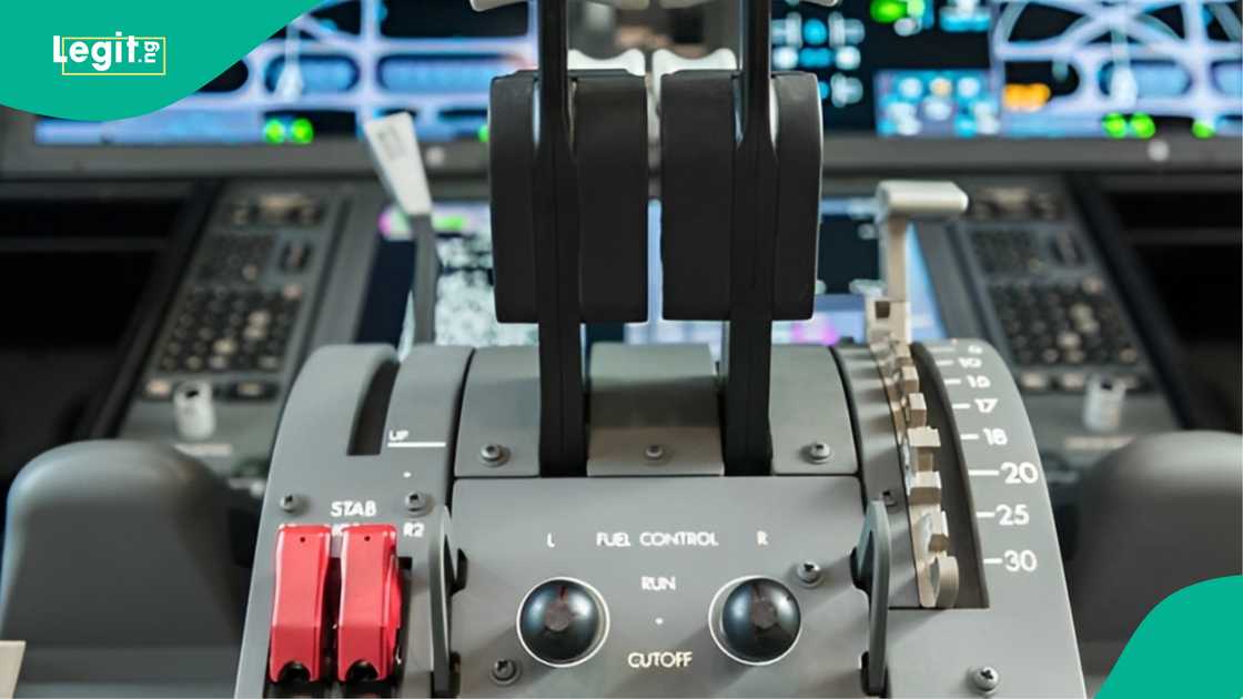 Fuel control switches in an aircraft. Fuel control switches in an aircraft.