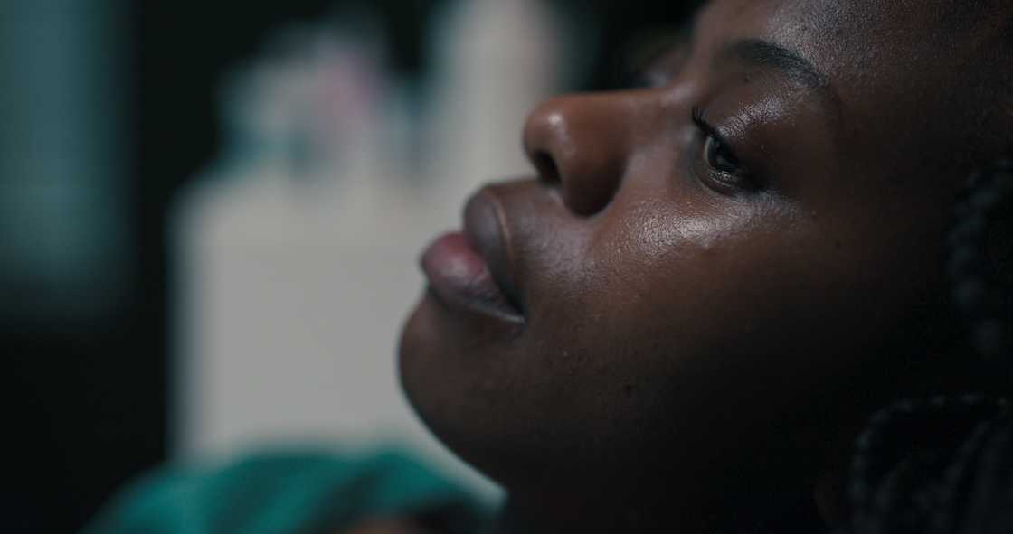 A sad lady after a medical procedure