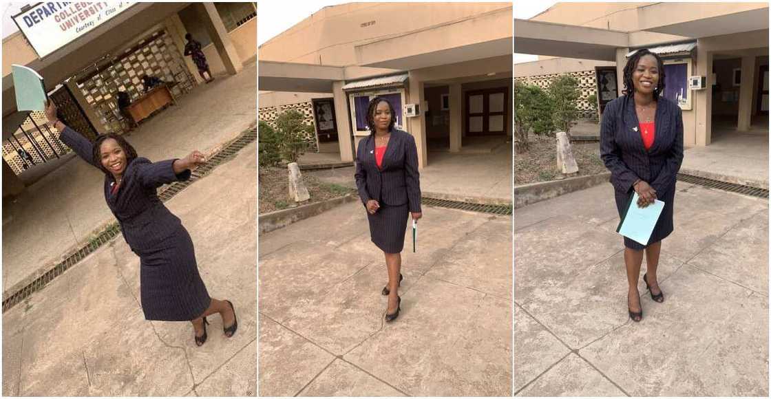 Woman celebrates as she bags master's degree, says it took her almost 4 years, many react Woman celebrates as she bags master's degree, says it took her almost 4 years, many react