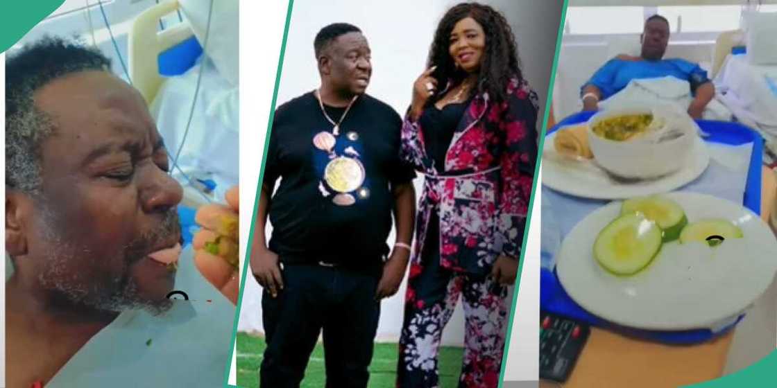 Video of Mr Ibu's wife feeding him in the hospital