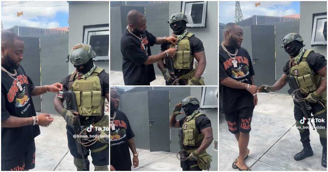 Davido's bodyguard gets promoted to police inspector. Davido's bodyguard gets promoted to police inspector.