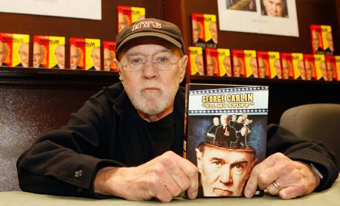 George Carlin poses with his book "All My Stuff" on December 11, 2007 in Los Angeles, California George Carlin poses with his book "All My Stuff" on December 11, 2007 in Los Angeles, California