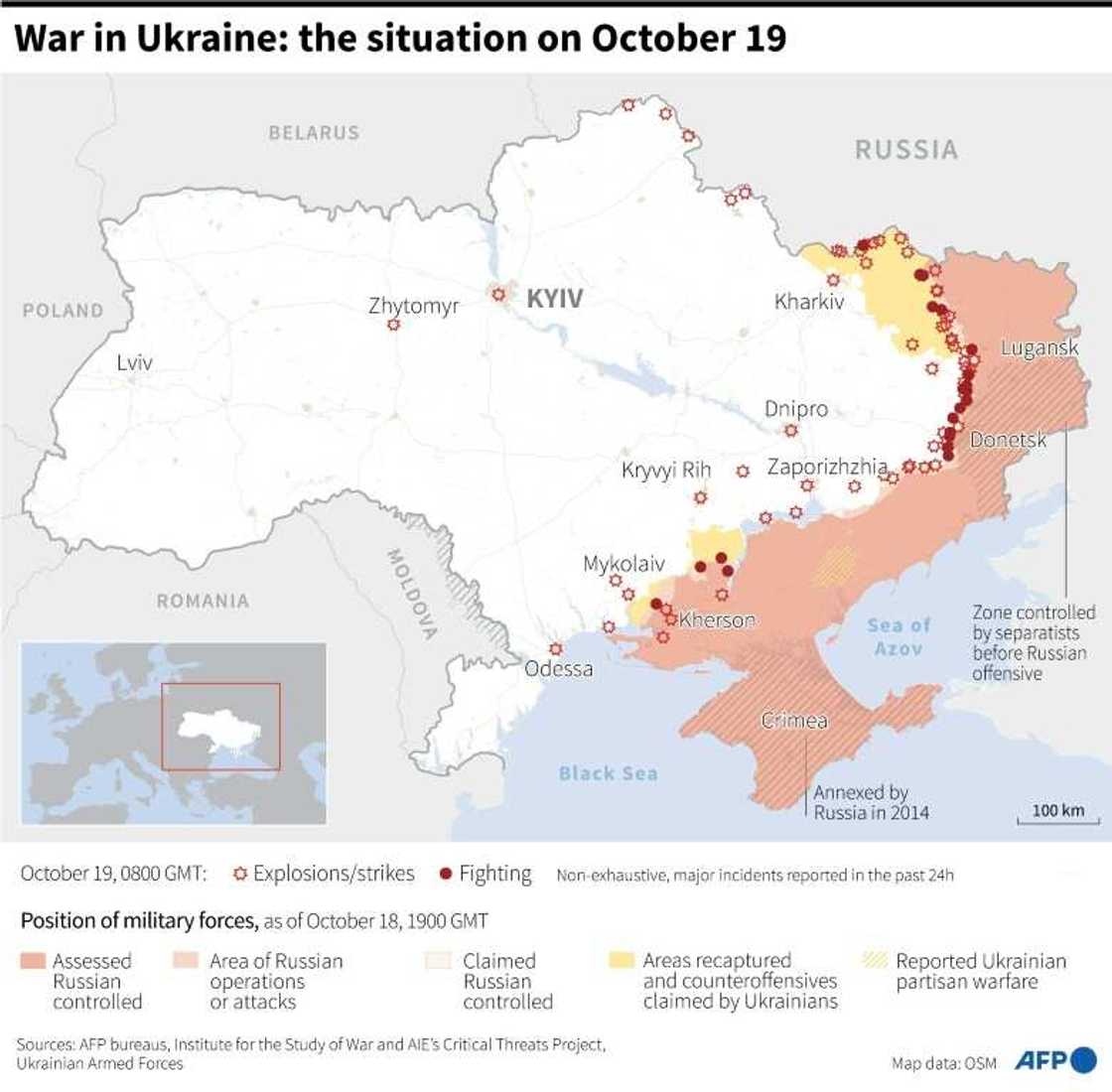 Map showing Russian strikes in Ukraine Map showing Russian strikes in Ukraine