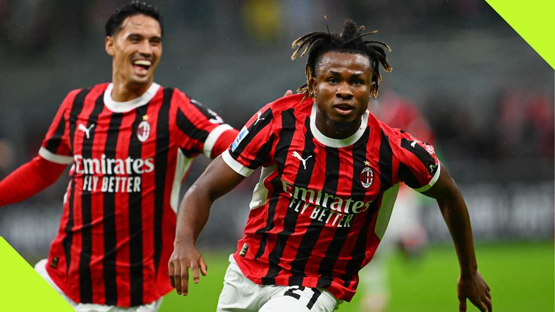 Samuel Chukwueze celebrates his goal for AC Milan Samuel Chukwueze celebrates his goal for AC Milan