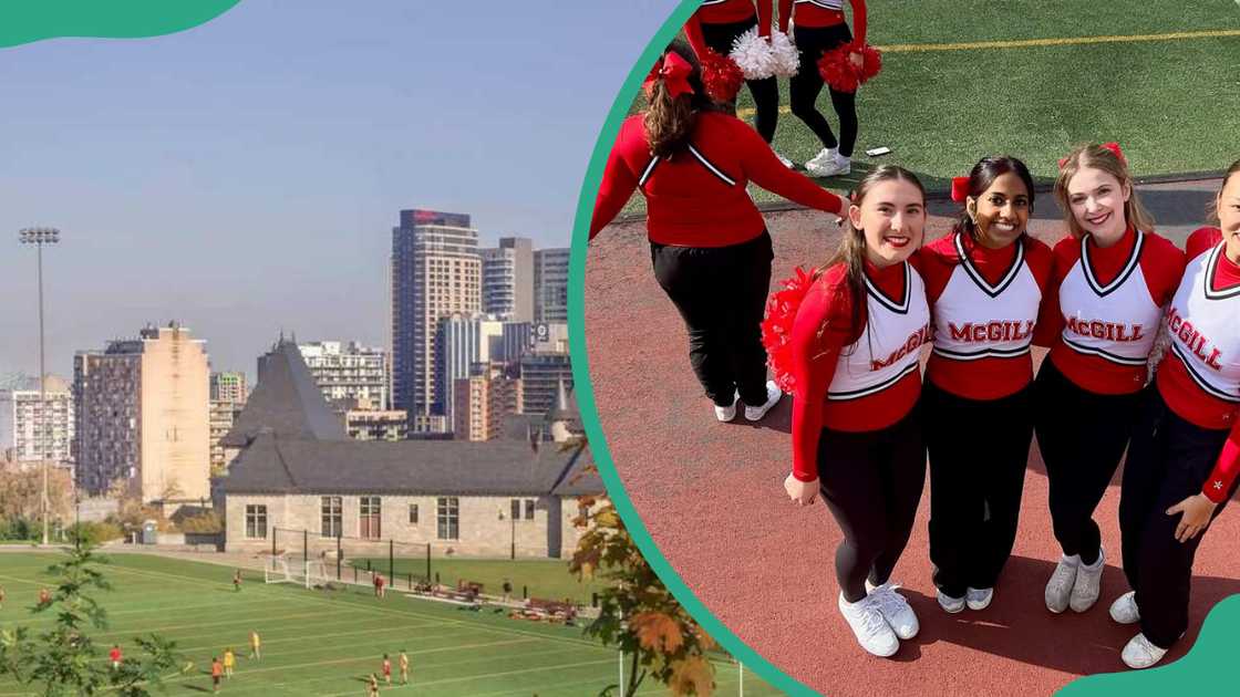 McGill University's football pitch and cheer leading team McGill University's football pitch and cheer leading team