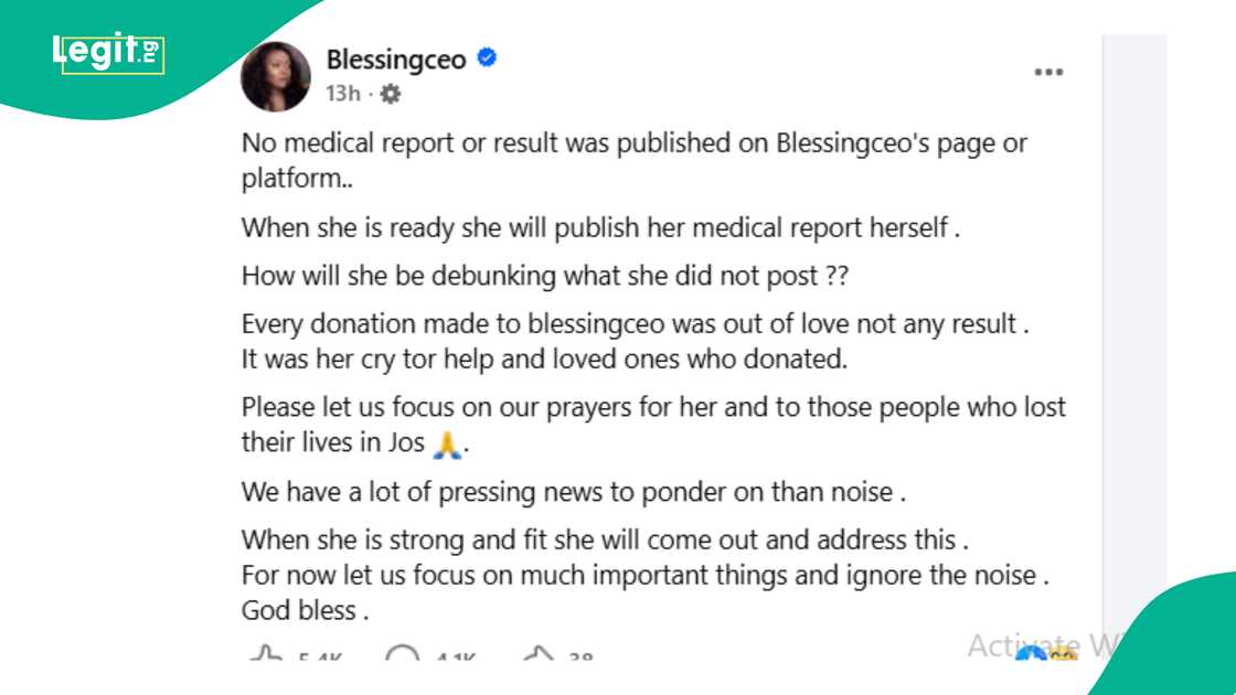 Blessing CEO finally clears the air about viral medical reports. Blessing CEO finally clears the air about viral medical reports.