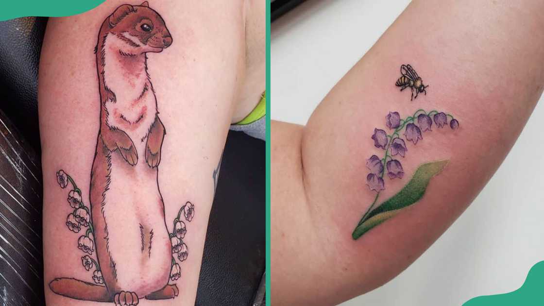 Animal and Lily of the Valley tattoo