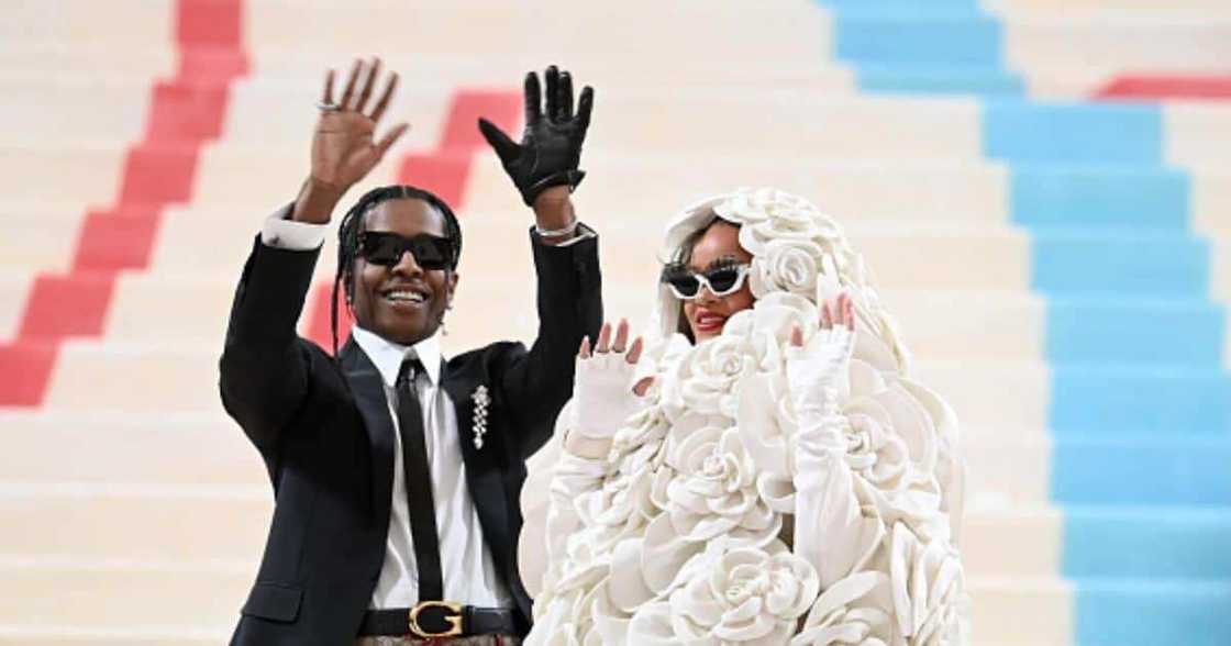 Rihanna and ASAP Rocky attend The 2023 Met Gala Celebrating "Karl Lagerfeld: A Line Of Beauty" at The Metropolitan Museum of Art on May 01, 2023