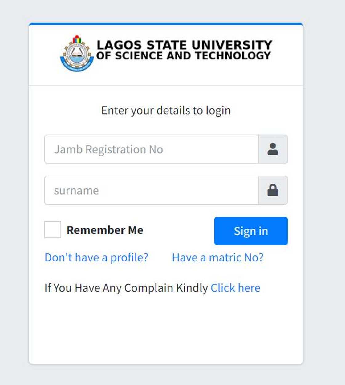 LASUSTECH login portal