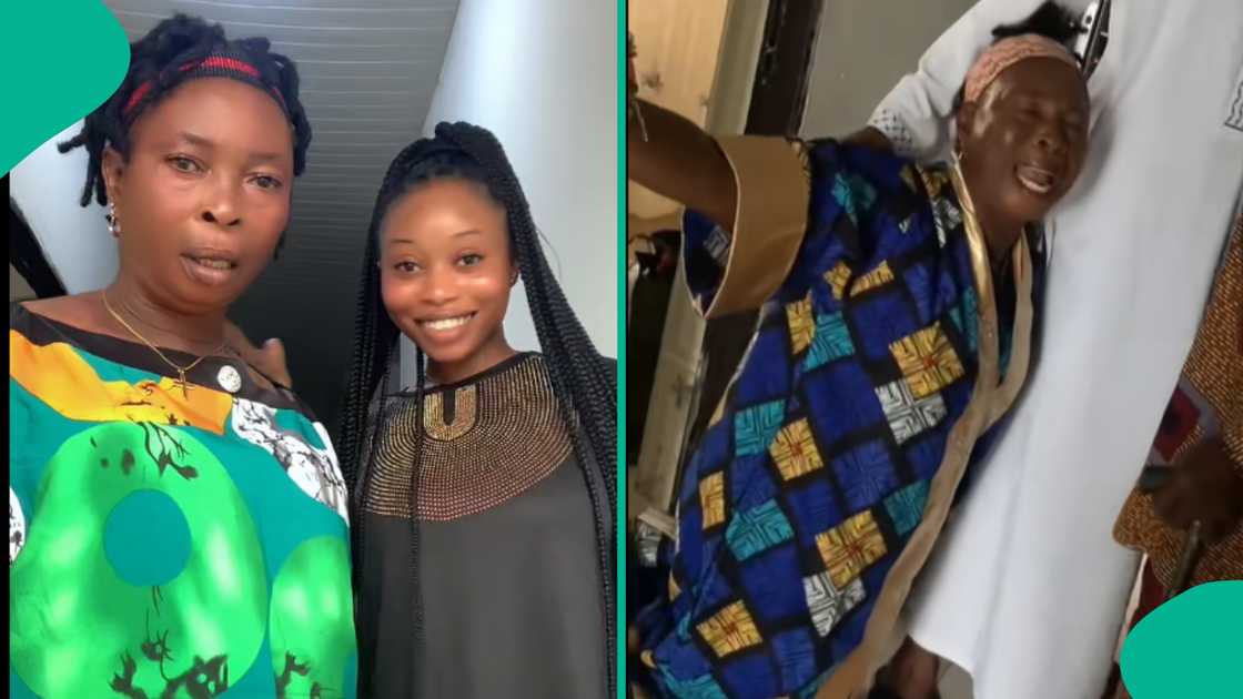 Lady shows her mother's reaction as she saw her son. Lady shows her mother's reaction as she saw her son.