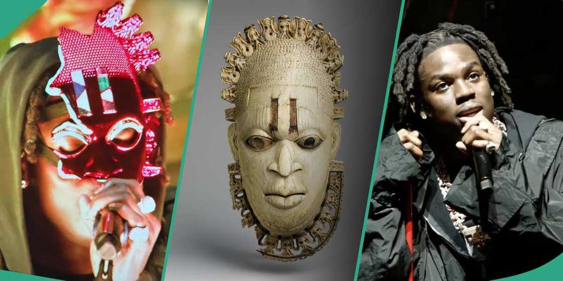Rema, O2 Arena show, Queen Idia Mask Rema, O2 Arena show, Queen Idia Mask