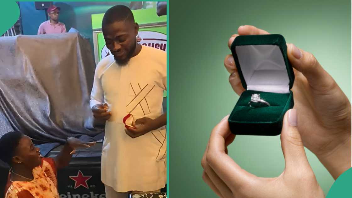 Reactions as man proposes to lady while standing Reactions as man proposes to lady while standing