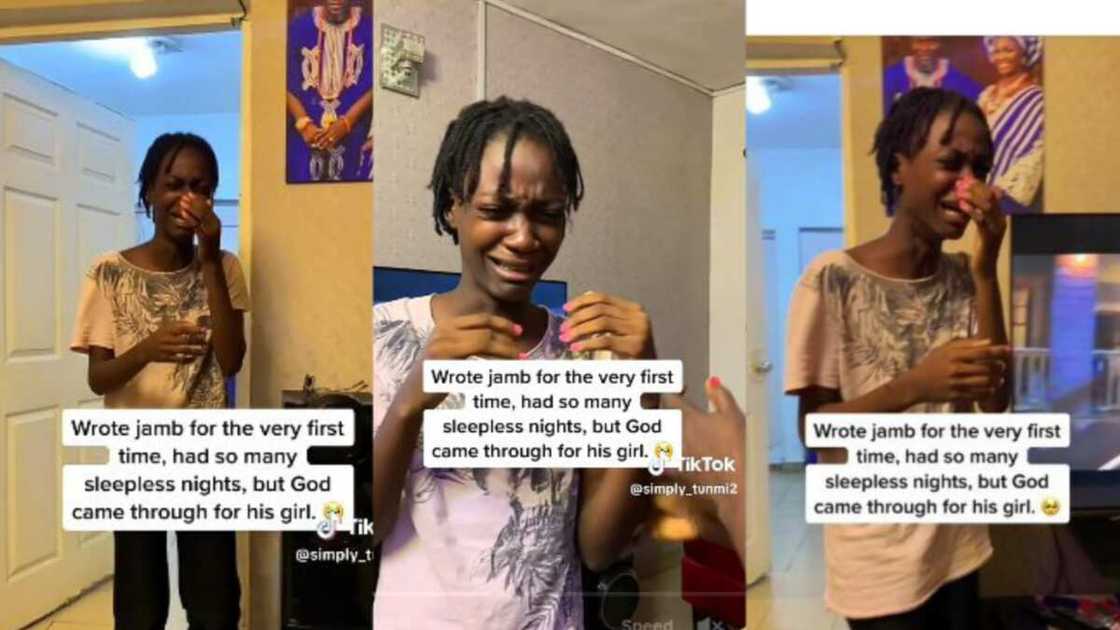 Lady sheds tears after seeing her jamb score Lady sheds tears after seeing her jamb score