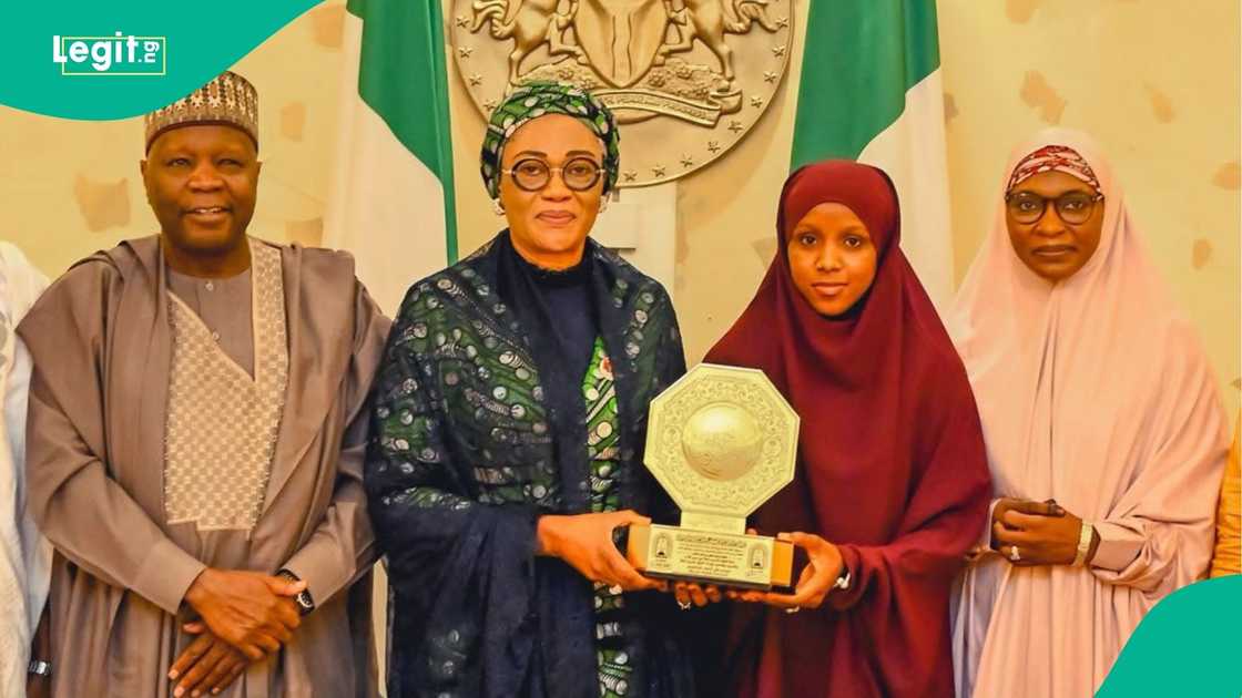 First Lady honours Maryam Dan’Azumi after her landmark Qur’an victory in Saudi Arabia.