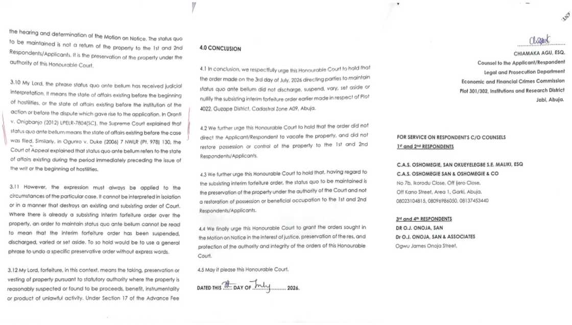 OPINION: EFCC Knows What 'Status QUO Ante Bellum' Means by Barr Lawal Ibrahim
