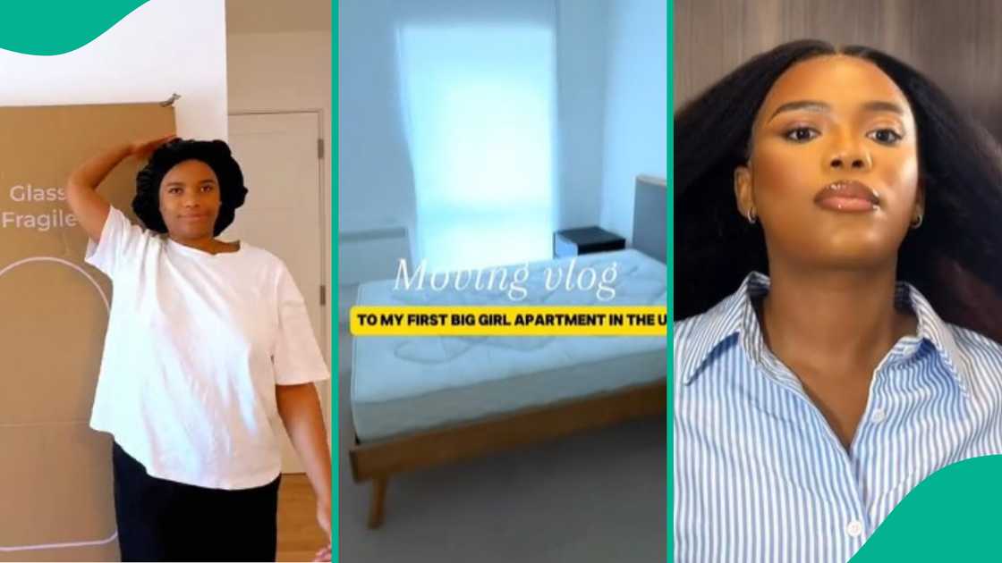 Lady moves from her small apartment to a bigger one Lady moves from her small apartment to a bigger one