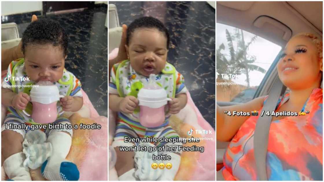 Kid and feeding bottle/mum surprised at kid's love for food. Kid and feeding bottle/mum surprised at kid's love for food.