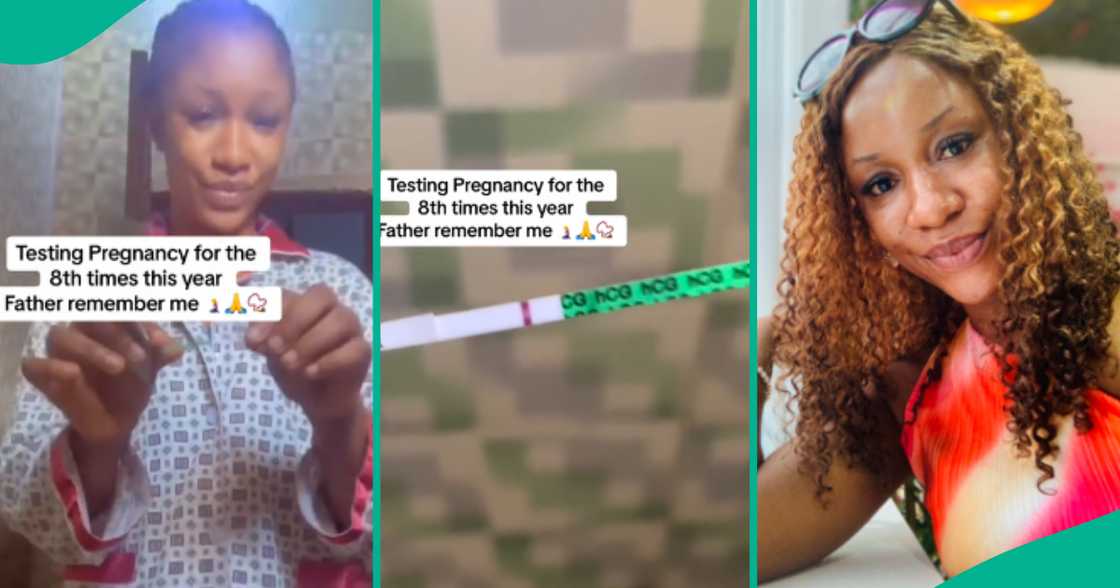 lady does pregnancy test eighth tim