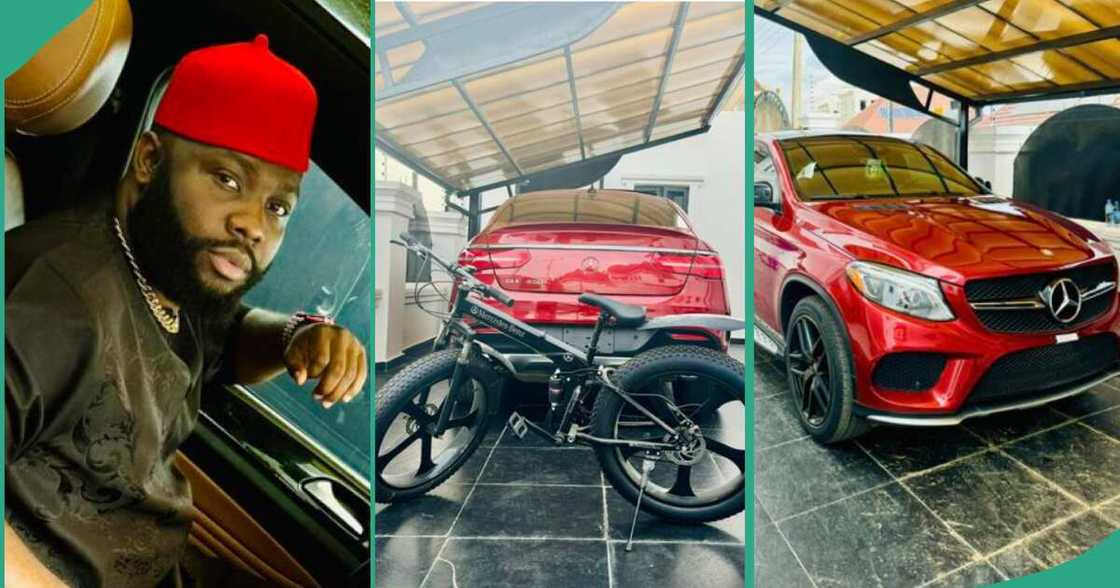Nigerian man takes delivery of Mercedes Benz bicycle. Nigerian man takes delivery of Mercedes Benz bicycle.