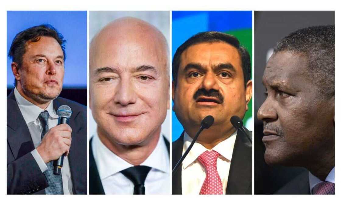 Bill Gates, Elon Musk, Dangote, Jeff Bezos Bill Gates, Elon Musk, Dangote, Jeff Bezos