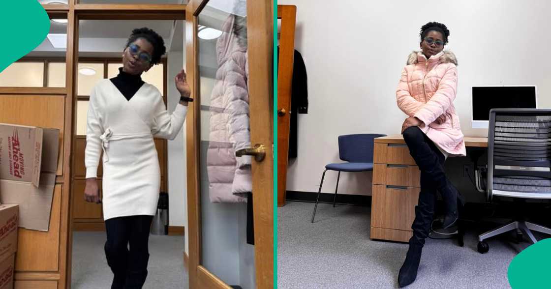 Reactions as Nigerian lady celebrates purchasing her first brand-new winter jacket in US