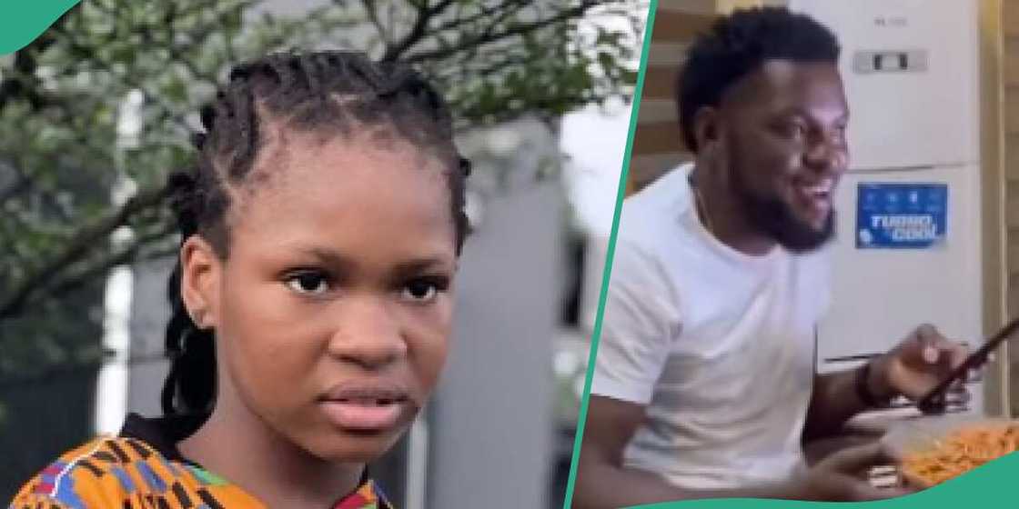 Aunty Success gives Mark Angel a plate of food Aunty Success gives Mark Angel a plate of food