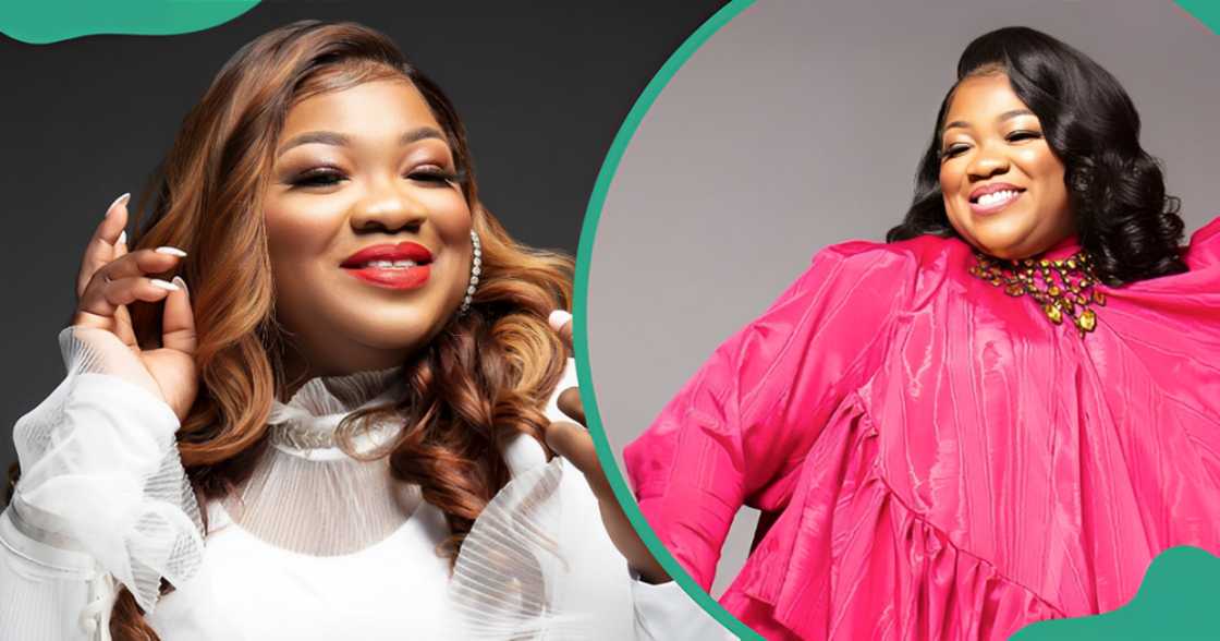 Lara George poses in white and pink outfits. Lara George poses in white and pink outfits.