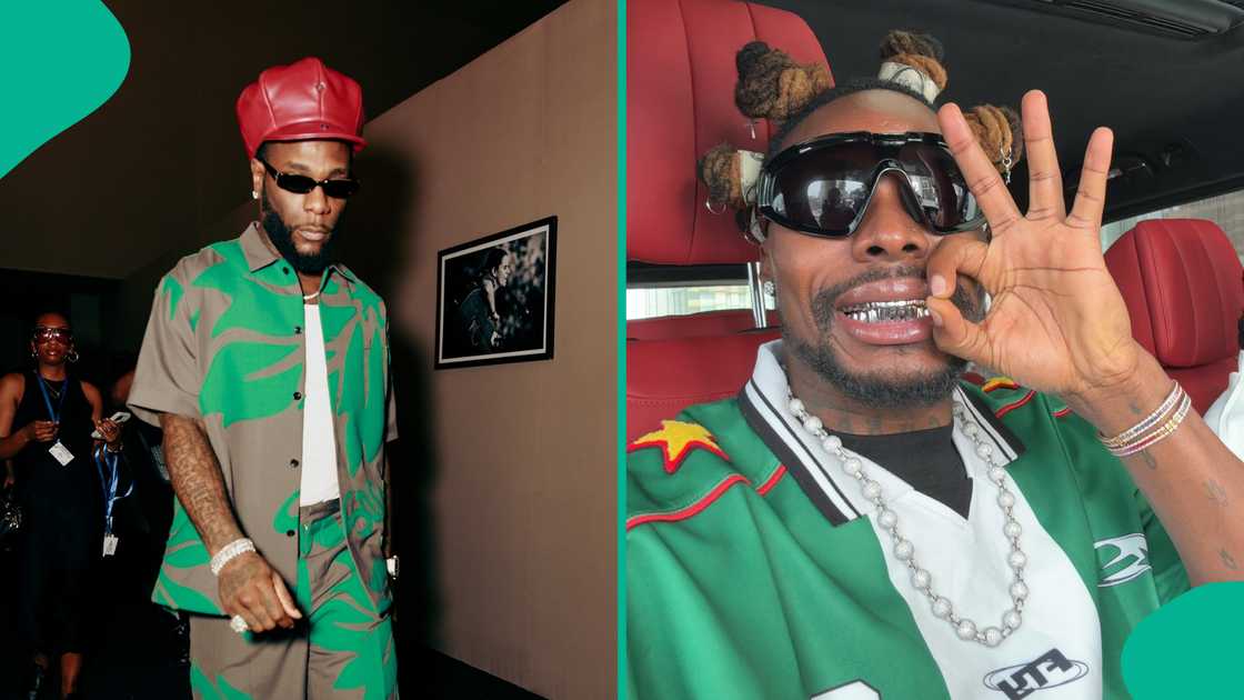 Burna Boy and Asake rock classy green outfits