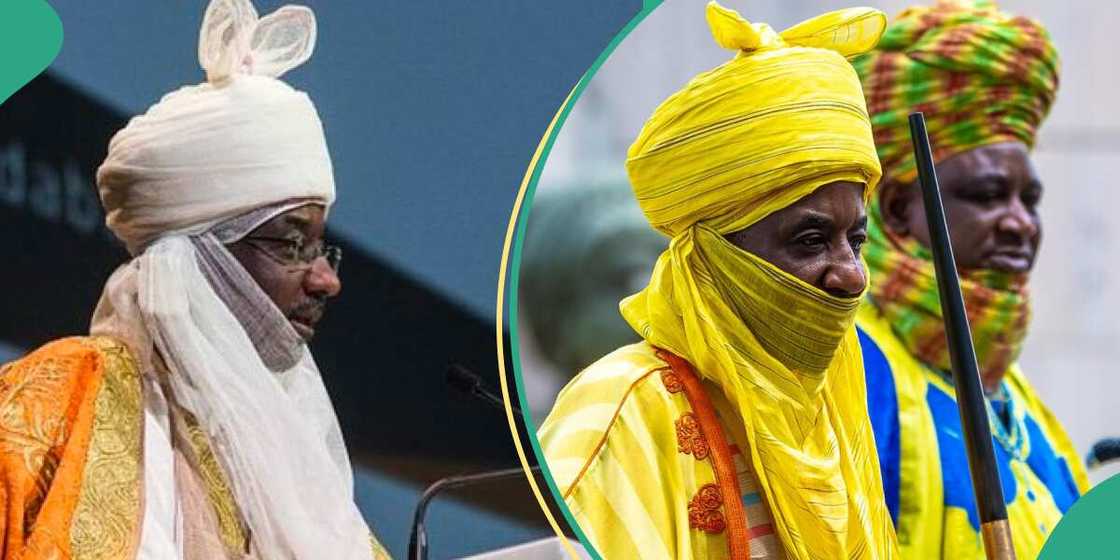 Muhammadu Sanusi II appears on a horse with the royal umbrella to signifiy his authenticity as the Emir of Kano state amid the presence of deposed Emir Aminu Ado Bayero in the state.