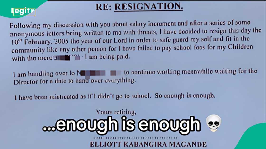 Lady displays her late father's 2005 resignation letter, its content moves people
