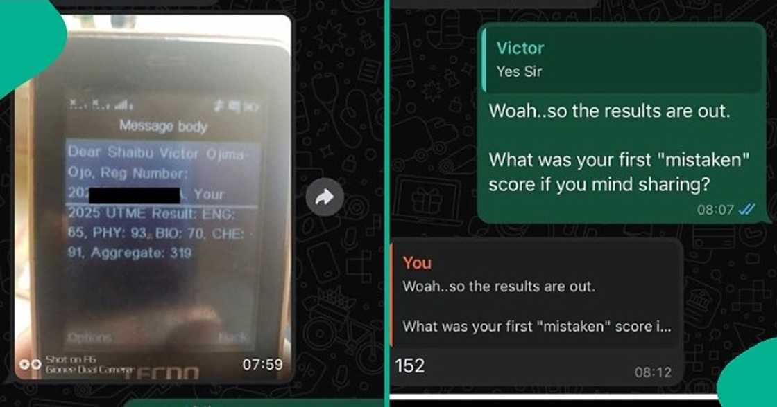 Student's UTME 2025 score goes up from 152 to 319. Student's UTME 2025 score goes up from 152 to 319.