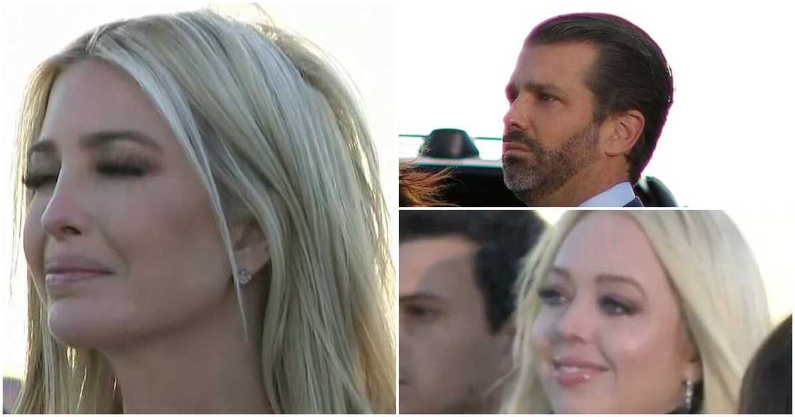 Emotional moment Trump's children break down in tears as their father says goodbye to presidency Emotional moment Trump's children break down in tears as their father says goodbye to presidency