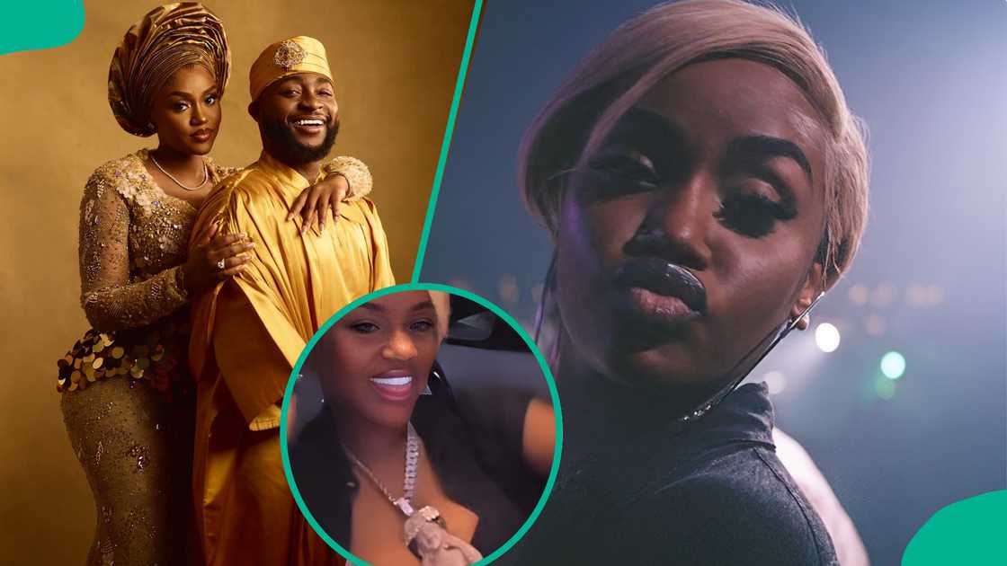 Chioma Adeleke shows of diamond neck chain. Chioma Adeleke shows of diamond neck chain.